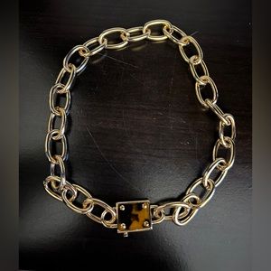 Ralph Lauren gold tone and tortoiseshell lock 18” chocked necklace chain NWT!